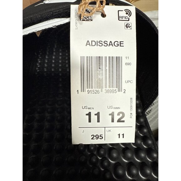 Adidas Adissage Mens Slide Sandals Size 11/12 Black & White Adjustable Strap - Picture 6 of 6